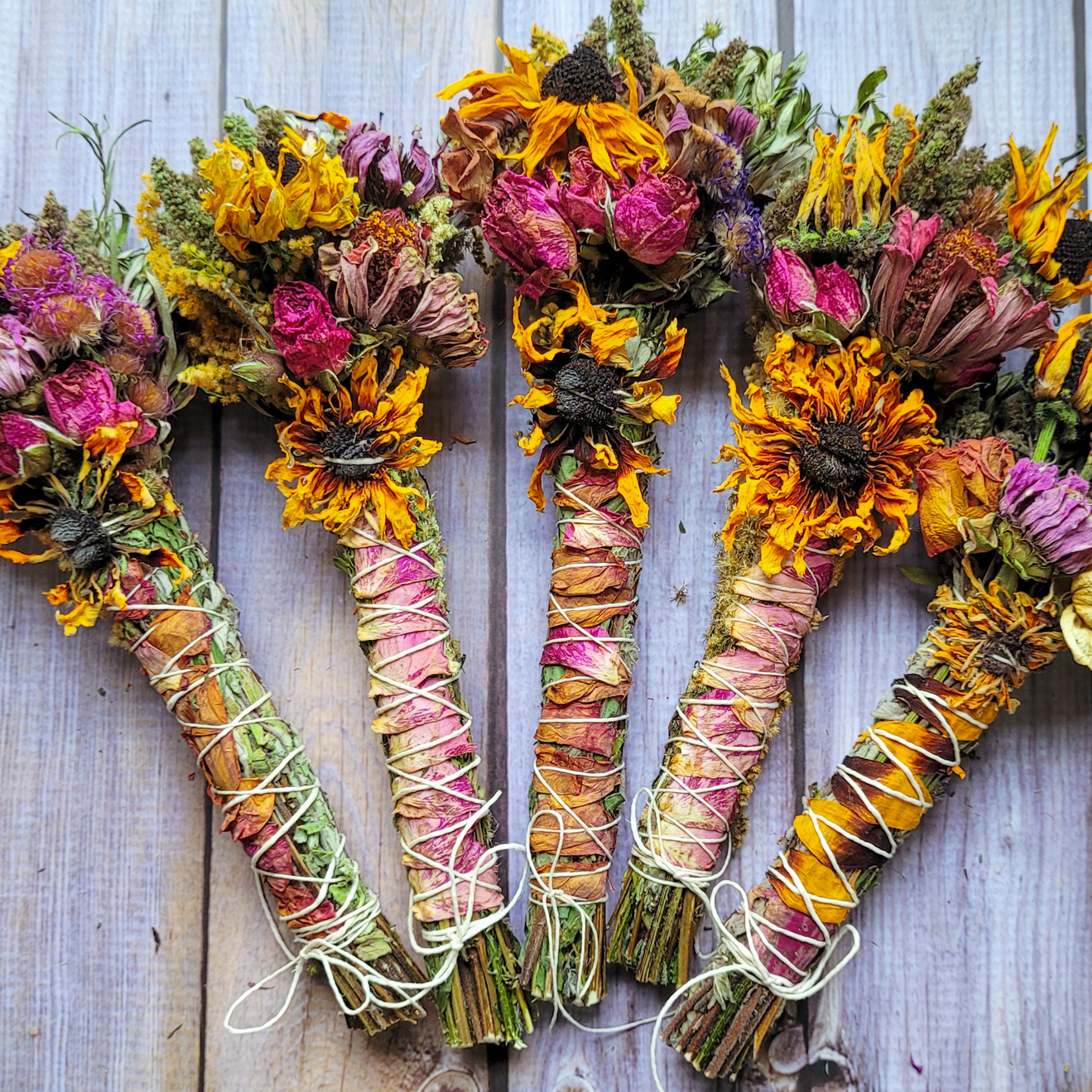 Organic Mugwort and Seasonal Flower Bundle