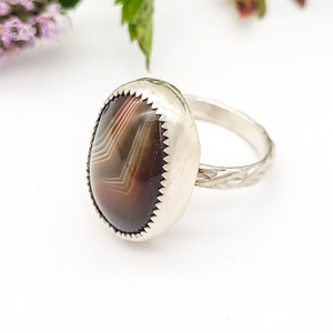 Size 7.5 agate sterling silver gemstone ring