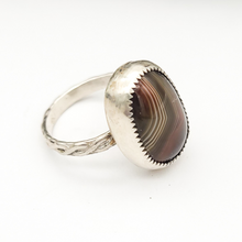 Load image into Gallery viewer, Banded agate and sterling silver ring size 7.5 
