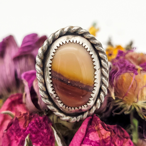 Size 7.5 jasper and sterling silver ring 