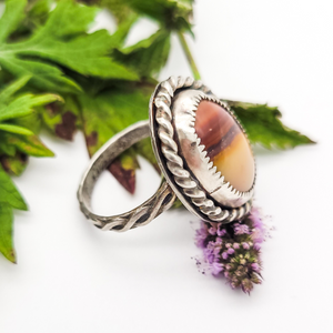 Jasper and sterling silver gemstone ring