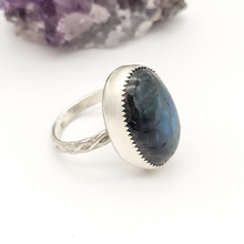 Load image into Gallery viewer, Labradorite set in sterling silver ring size 7.5
