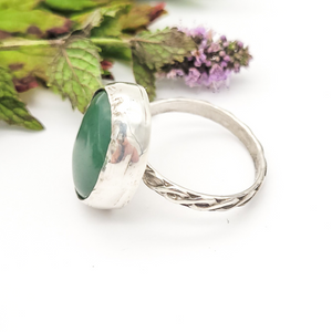 Green aventurine sterling silver gemstone ring 