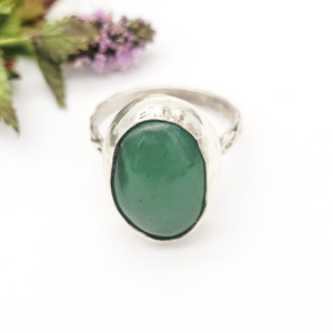 Green aventurine sterling silver gemstone ring