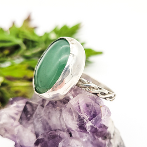 Green aventurine sterling silver gemstone ring