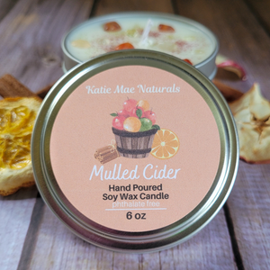 Mulled cider fall scented soy wax candle 