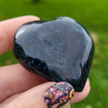 Load image into Gallery viewer, Moss Agate Heart - Carved Gemstone Heart
