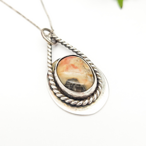 Jasper and Sterling Silver Pendant Necklace