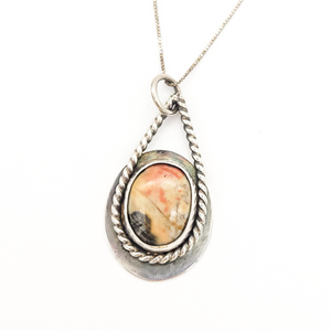 Jasper and Sterling Silver Pendant Necklace