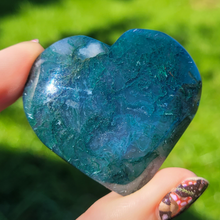 Load image into Gallery viewer, Moss agate gemstone heart carving 
