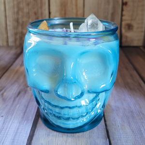 Magic Potion Soy Wax Candle in Blue Skull Jar - 15 oz