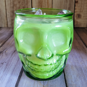 Chocolate Orchid Soy Wax Candle in Green Skull Jar - 15 oz
