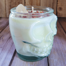 Load image into Gallery viewer, Dragons Blood Soy Wax Candle in Clear Skull Jar - 15 oz
