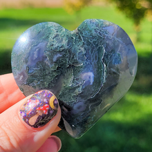 Load image into Gallery viewer, Moss Agate Heart Carving - Gemstone Heart 2 inch
