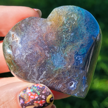 Load image into Gallery viewer, Moss Agate Heart Carving - Agate Gemstone Heart - 2 inch
