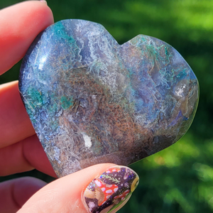 Moss Agate Heart Carving - Agate Gemstone Heart - 2 inch