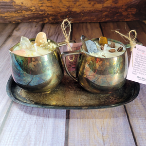 Vintage Cream and Sugar Bowl Candle Set with Tray