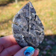Load image into Gallery viewer, Larvikite Leaf Carving - Larvikite Gemstone Leaf
