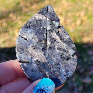 Larvikite Leaf Carving - Larvikite Gemstone Leaf