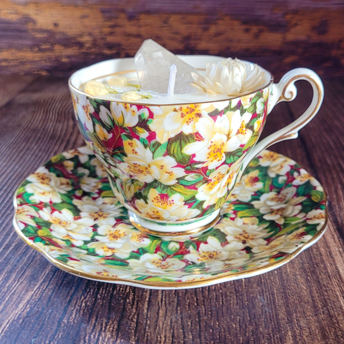 Vintage Tea Cup Candle with Saucer (Angelica)