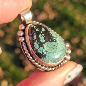 Sterling Silver and Turquoise Pendant - Handcrafted Turquoise Pendant set in Sterling Silver