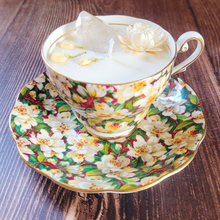 Load image into Gallery viewer, Vintage Tea Cup Candle with Saucer (Angelica)
