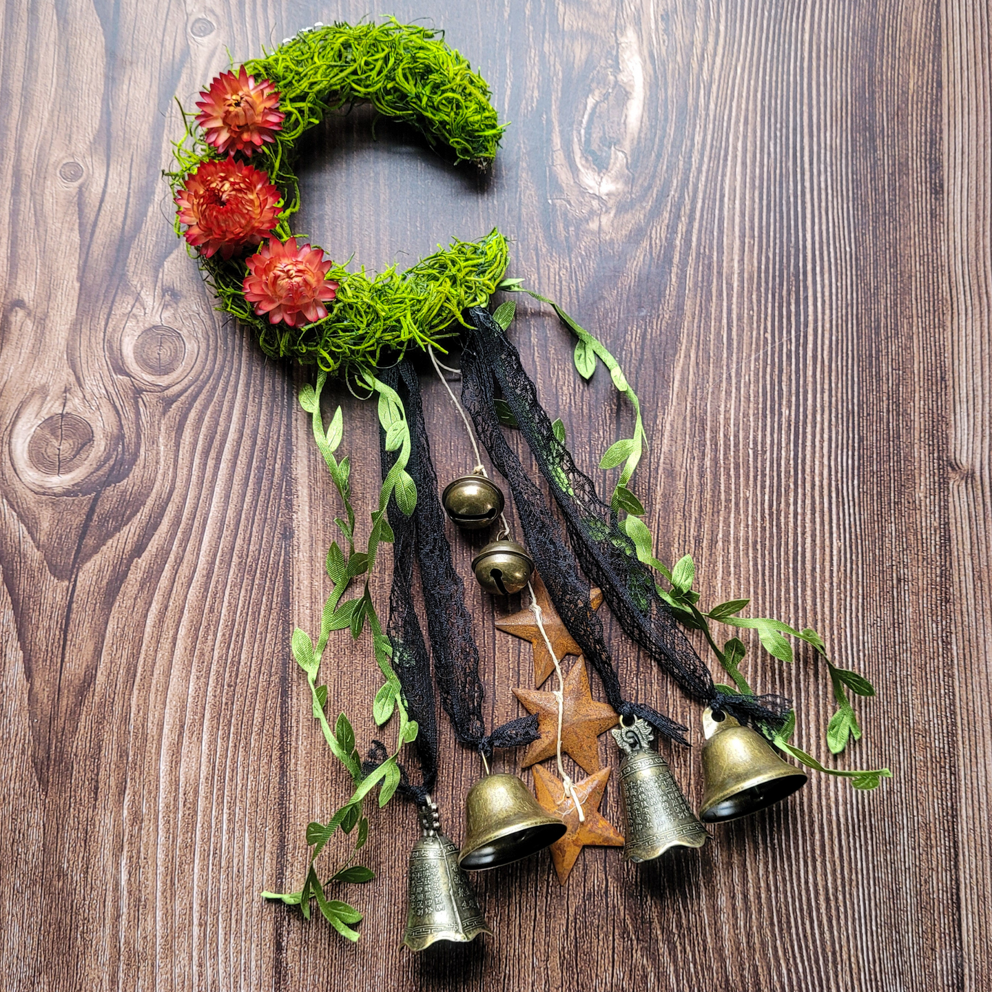 Crescent Moon Wreath with bells