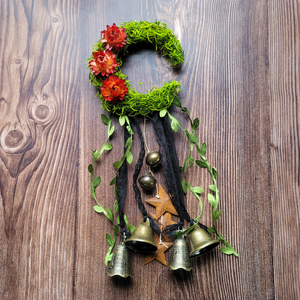 Witches Bells Crescent Moon Wreath - Door Chimes