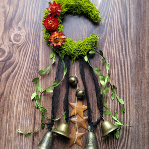 Crescent moon witches bells wreath 