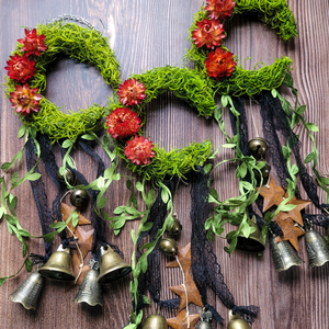 Crescent moon witches bells wreath 