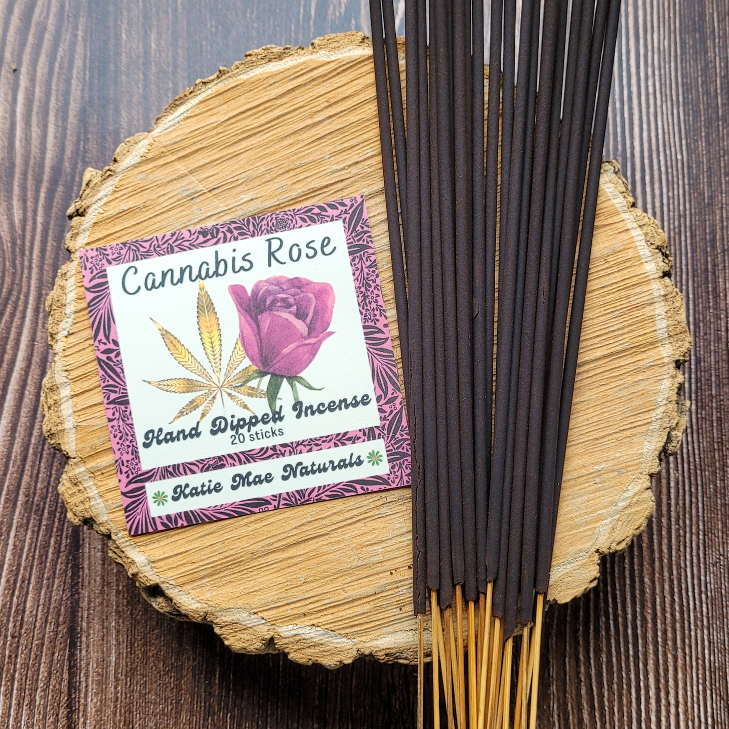 Cannabis rose hand dipped incense sticks 