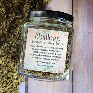 Dried organic Skullcap herb jar