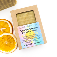 Load image into Gallery viewer, Citrus scented zero waste vegan bar soap
