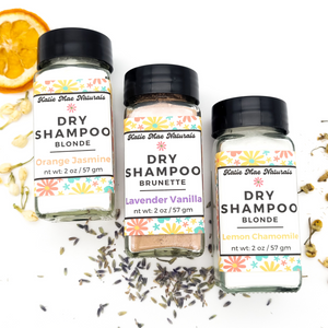 Natural dry shampoo powder in glass jar