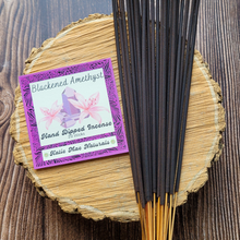Load image into Gallery viewer, Blackened amethyst hand dipped incense sticks 
