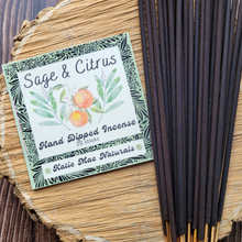 Load image into Gallery viewer, Sage and citrus hand dipped incense sticks 
