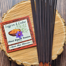 Load image into Gallery viewer, Saffron and cedar hand dipped incense sticks
