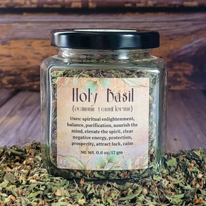 Organic holy basil rama apothecary herb jar
