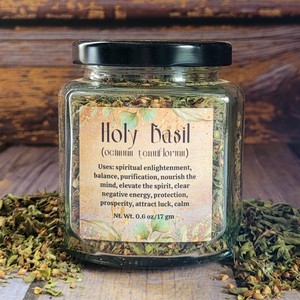Organic holy basil apothecary jar 