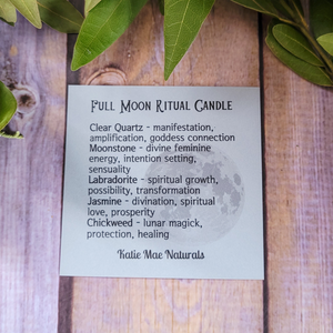 Full moon candle description card 