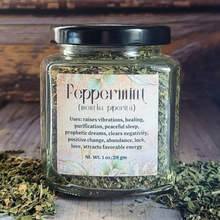 Load image into Gallery viewer, Organic Dried Peppermint Leaf Apothecary Herb Jar
