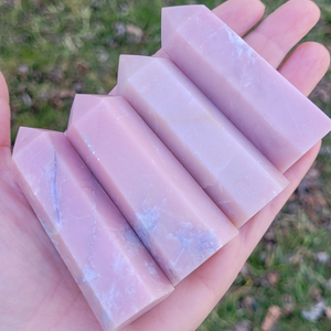Pink Opal Point - Carved Pink Opal Gemstone Tower