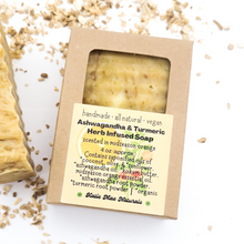 Load image into Gallery viewer, Ashwagandha Herb Infused Soap with Turmeric - Orange Scented - Vegan Soap
