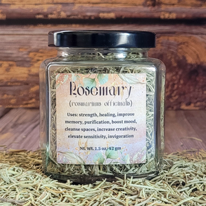 Organic dried rosemary leaf apothecary herb jar