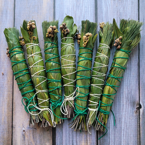 White pine and bay leaf smudge stick