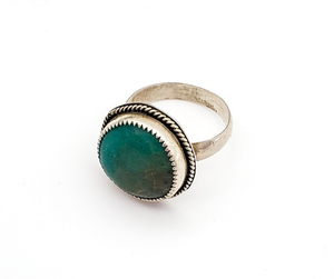 Genuine Turquoise and Sterling Silver Ring - Size 11