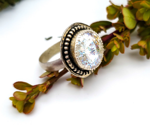 Size 10 Swarovski Crystal sterling silver ring